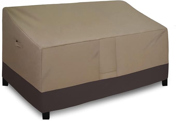 Easy-Going Waterproof Outdoor Couch Cover, Heavy Duty 3-Seater Patio Sofa Cover, Winchdproof Outdoor Furniture Cover with Air Vent （88Wx32.5Dx33H inch,Camel/Dark Brown
