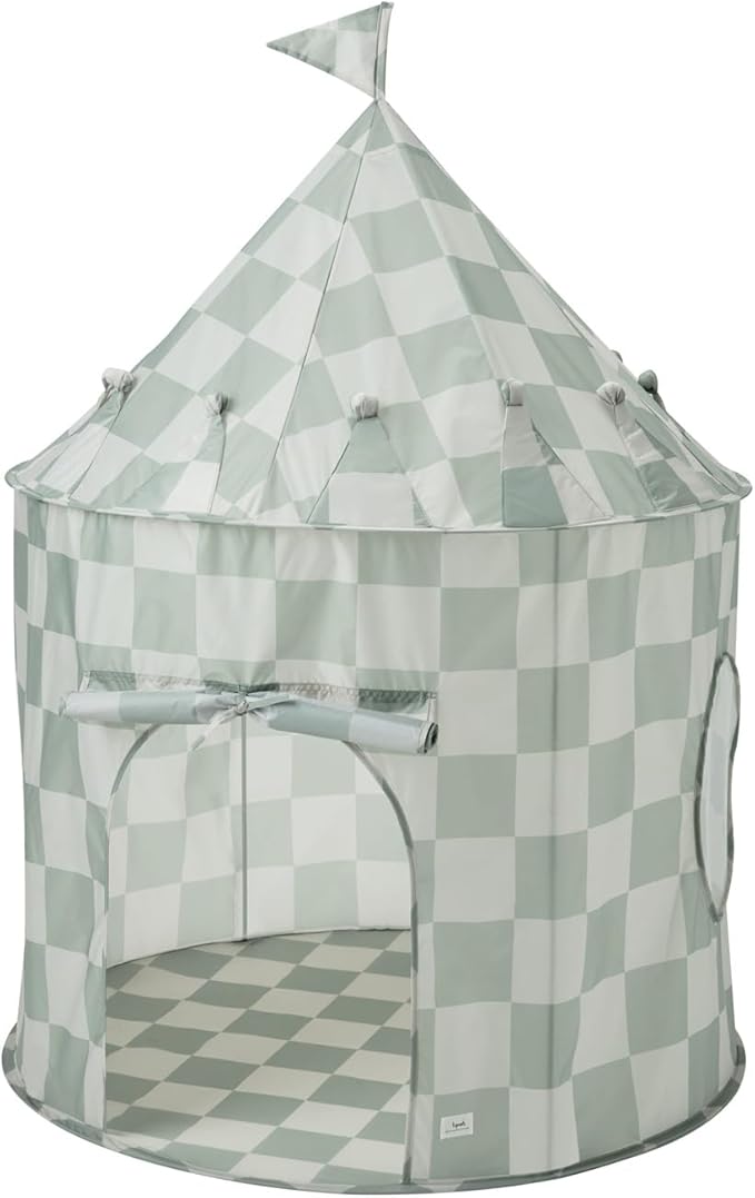 3 Sprouts Kids Play Tent - Sustainable Recycled Fabric – Fun Spacious Childs Playhouse for Indoor Games for Boys & Girls - Durable Fort Pop Up House for Toddlers & Children Age 3-10 - Checkered Green