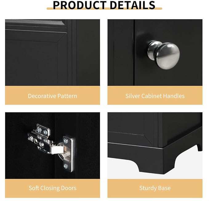 20" Bathroom Vanity with Sink, Wooden Bathroom Storage Cabinet with Soft Closing Door and Adjustable Shelve,Narrow Small Bathroom Cabinet for Small Space (20"× 18"×34"),Black