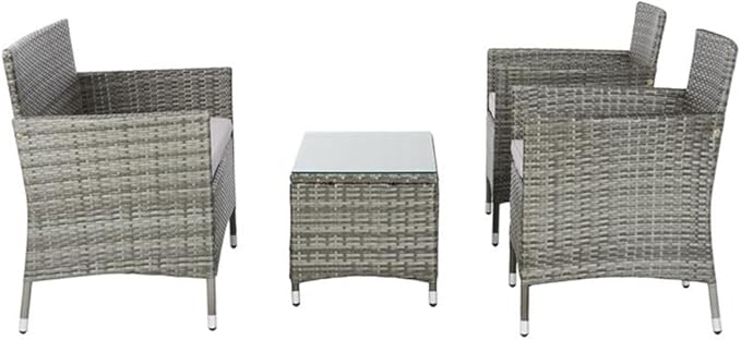 SAFAVIEH PAT7506B Collection Bandele Grey 4-Piece Outdoor Living Patio Set