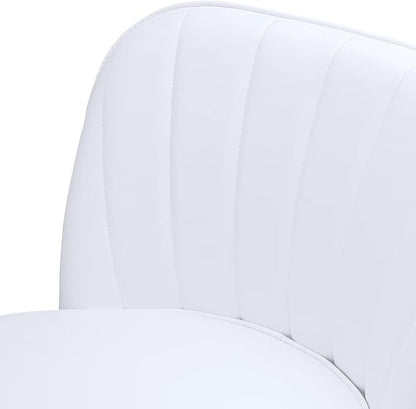 MINCETA Bar Stools Set of 2, PU Leather Barstools, 26 Inch Upholstered Counter Stools with Backrest and Footrest, Swivel Counter Height Barstools for Kitchen Island Home Bar White