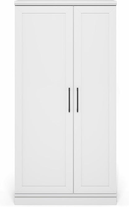Furinno Robin Storage Cabinet, 4-Tier Pantry Cabinet with Adjustable Shelves, 35W with 2 Doors and Door Shelves, Kitchen Cabinet, Organization and Storage, for Pantry, Living Room, Home Office, White