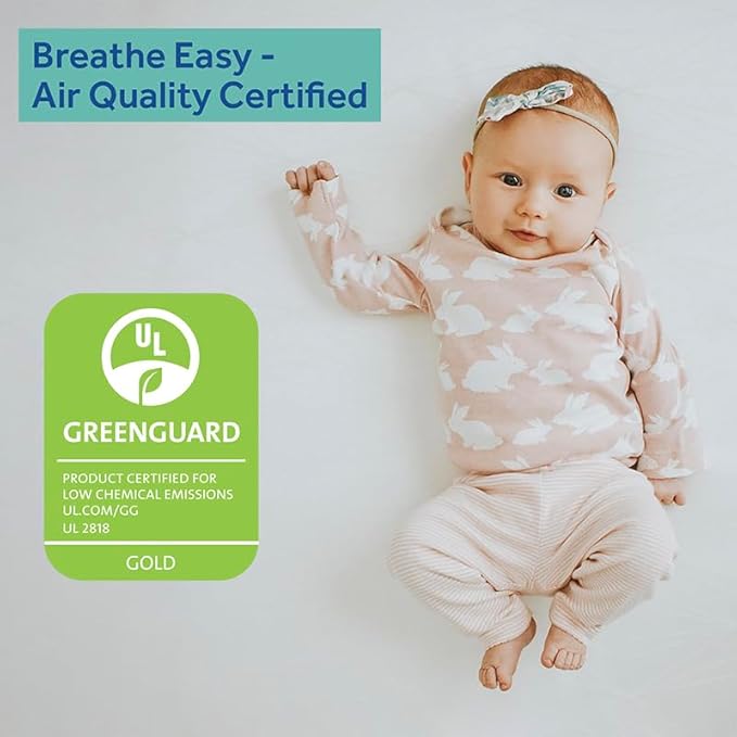 Sealy Baby Flex Cool 2 Stage Breathable Crib Mattress with Toddler Bed Fit, Waterproof & Airy Cotton Cover, 204 Premium Coils, GREENGUARD Gold Certified, Safety & Quality Tested, Made in USA, 52x28"