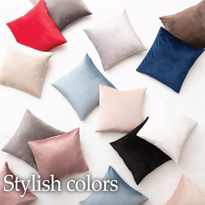 lalaLOOM Velvet Throw Pillow Covers, Set of 2, 24x24 Decorative Square Pillows Home Decor, Soft Accent Cases, Silky Machine Washable Pillowcases for Sofa, Couch, Bedroom, Living Room, Cream