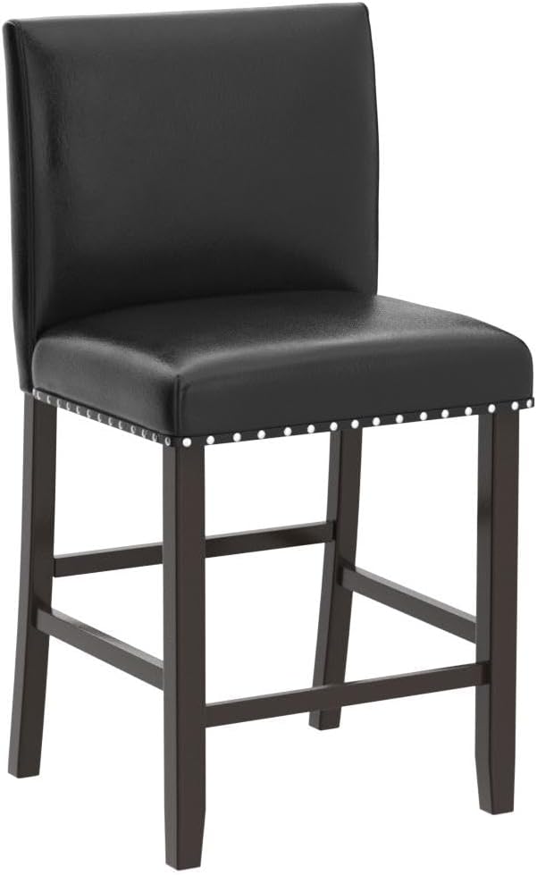 COSTWAY Bar Stools Set of 4, 25.5” PVC Leather Armless Counter Height Chair with Back, Kitchen Island Breakfast Chair for Dining Room, Party Room & Restaurant (4, Black)