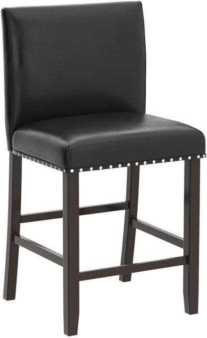 COSTWAY Bar Stools Set of 4, 25.5” PVC Leather Armless Counter Height Chair with Back, Kitchen Island Breakfast Chair for Dining Room, Party Room & Restaurant (4, Black)
