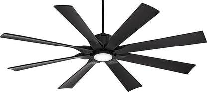 Possini Euro Design 60" Defender Modern Large Indoor Outdoor Ceiling Fan with LED Light Remote Control Matte Black Damp Rated for Patio Exterior House Home Porch Gazebo Garage Barn