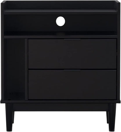 Walker Edison Blythe Mid-Century Modern Tray-Top Storage Nightstand 25 Inch Black