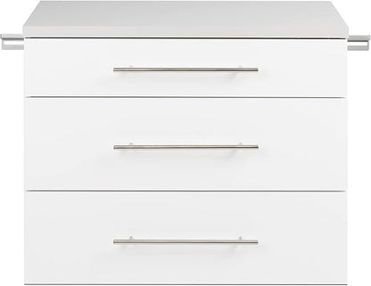 Prepac HangUps 30” Wide Wall Mount 3-Drawer Storage Cabinet, Ideal for Tool Storage, Organization for Garage, Kitchen, Laundry, Bathroom, Home Office and More, 30”W x 24”H x 16”D, White