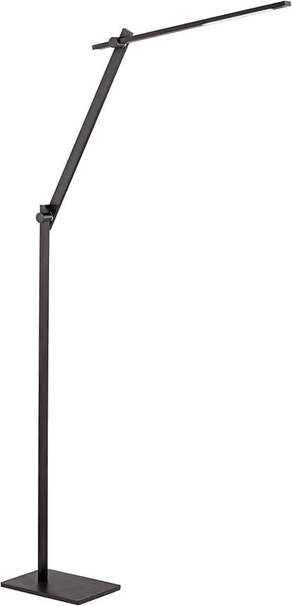 Possini Euro Design Barrett Modern Minimalist Task Floor Lamp LED Standing Base Adjustable 53" Tall Anodized Black Metal Touch On Off Decor for Living Room Reading House Bedroom Home