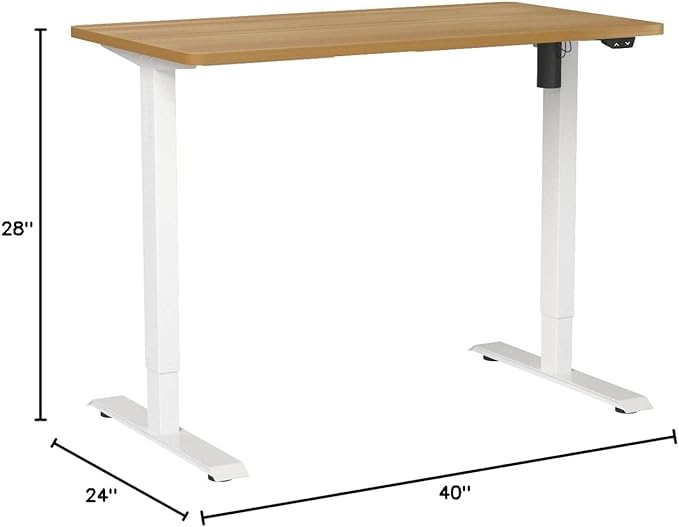FLEXISPOT EN1 One-Piece Standing Desk 40"x24" Maple - Home Office Use, Height Adjustable with 4 Memory Presets, Supports Multiple Monitors, White Frame + Maple Top