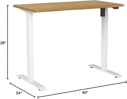 FLEXISPOT EN1 One-Piece Standing Desk 40"x24" Maple - Home Office Use, Height Adjustable with 4 Memory Presets, Supports Multiple Monitors, White Frame + Maple Top