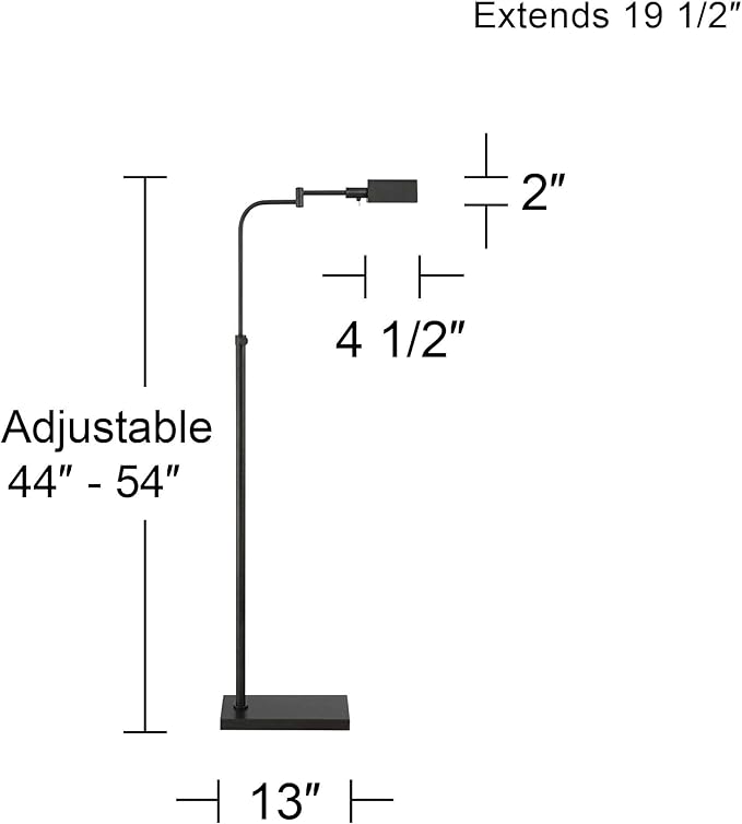 Possini Euro Design Design Keegan Traditional Farmhouse Pharmacy Floor Lamp Standing 54" Tall Dark Bronze Brown Adjustable Swing Arm Metal Tent Shade Decor for Living Room Reading Bedroom Office