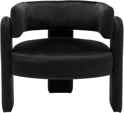 Set of 2 Accent Chairs with Arms, Upholstered Barrel Armchair with Curved Back, Comfy Single Side Chair for Reading, Living Room, Home Office, Black