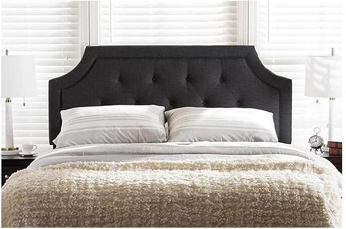 Maykoosh Adjustable Wood Post Headboard - Button Tufted Upholstered Bedroom Headboard King/Dark Gray