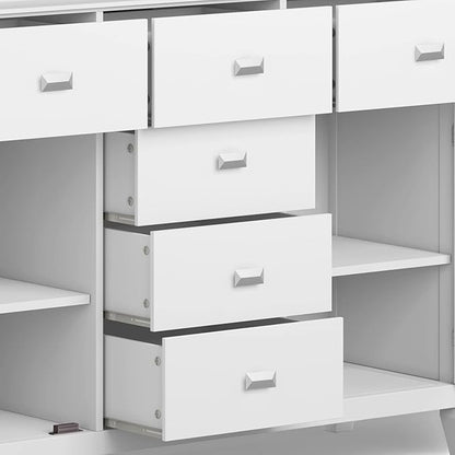 SIMPLIHOME Artisan Buffet - 54 inch Wide Solid Wood 3-Door Sideboard Buffet in White, Contemporary Storage Cabinet for Dining Room or Kitchen with Adjustable Shelves and Bronze Hardware