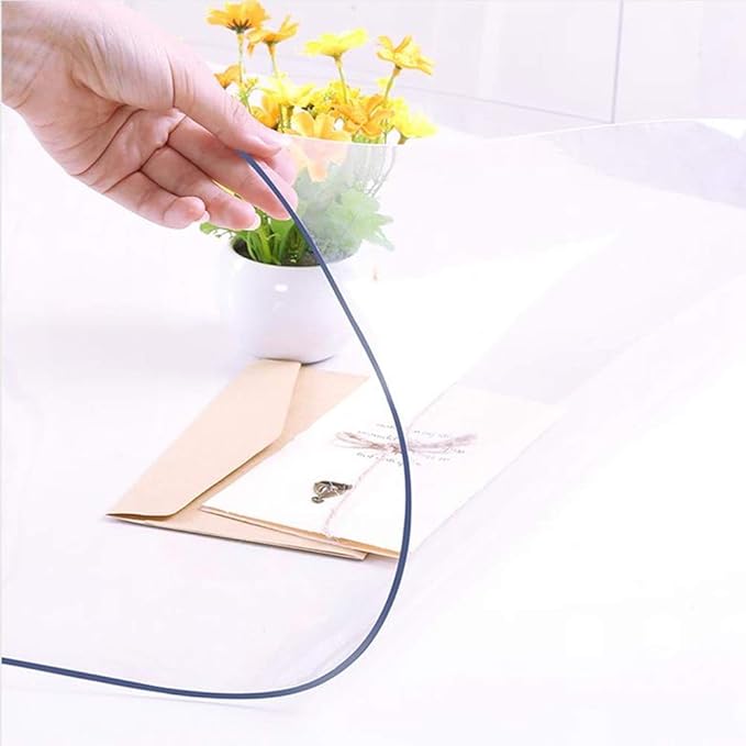 NECAUX 17 x 40 Inch Clear Table Protector, 1.5mm Thick Plastic Desk Pad, Desk Protector Clear, Desk Mats on top of Desks, Vinyl Clear Table Cover Protector for Computer Desk, Writing Desk
