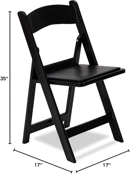 EventStable Titan PRO Resin Folding Chair - Black Indoor/Outdoor Lightweight Padded Chair for Weddings, Parties, Events - 50 Pack