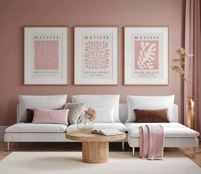 Matisse Wall Art Decor Set of 3,Abstract Matisse Wall Art Exhibition Posters,Unframed Pink Tree Wall Art,Truly Quality Canvas Prints for 11x14in,Art Poster Decoration for Kitchen,