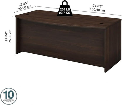 Bush Business Furniture Studio C Bow Front Desk, 72W x 36D, Black Walnut
