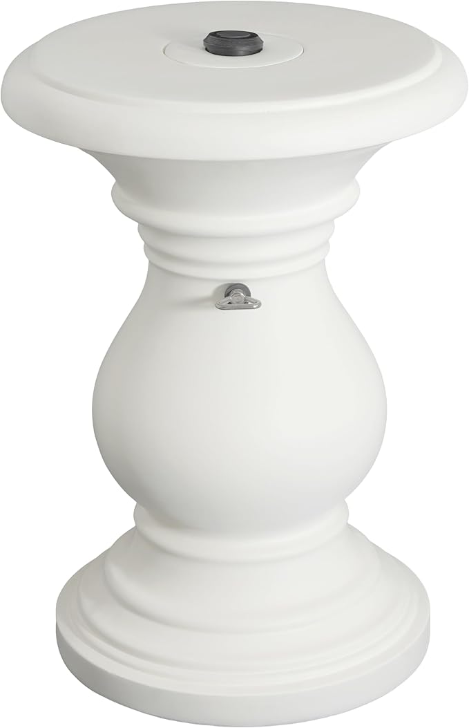 Christopher Knight Home Oriana MGO Outdoor Patio Side Table Umbrella Base, Heavy Duty Patio Umbrella Stand Outdoor Base with Hand-Turn Tightening Knob, Lounger Small Patio Coffee Table, White