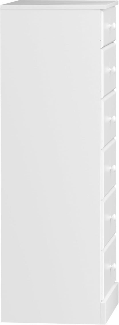 Prepac Astrid Tall White Dresser: 16.5"D x 19.75"W x 50"H, 6-Drawer Chest for Bedroom by Prepac - Perfect Chest of Drawers for Ample Storage