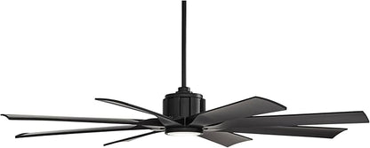 Possini Euro Design 60" Defender Modern Large Indoor Outdoor Ceiling Fan with LED Light Remote Control Matte Black Damp Rated for Patio Exterior House Home Porch Gazebo Garage Barn