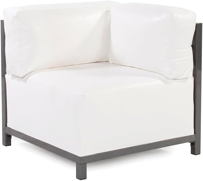 Howard Elliott Axis Modern Patio Chair, Titanium Frame, Atlantis White, Gusseted Back Cushions, Hand-Painted Finish, 30.5 x 32.5 x 30 Inches