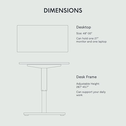 FLEXISPOT EN1 One-Piece Electric Height Adjustable Desk, 48 x 30 Inches Standing Desk Stand Up Desk Workstation (Silver Frame + 48 in Black Top, 2 Packages)
