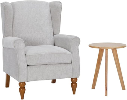Modern High - Back Accent Chair and Side Table Set - Upholstered Wingback Armchair for Living Room, Bedroom,Office(Beige)