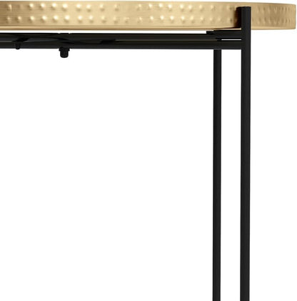 SIMPLIHOME Layton Modern 19 Inch Wide Round Metal Side Table in Teal, For the Living Room and Bedroom