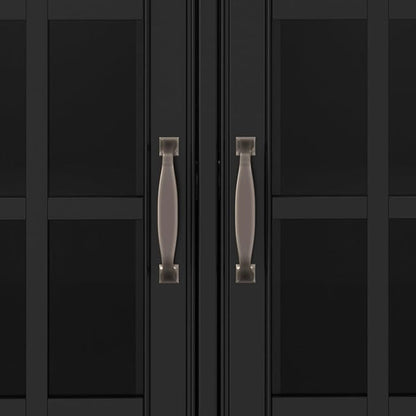 SIMPLIHOME Connaught Solid Wood 60 inch Wide Traditional Wide Storage Cabinet Buffet in Black for The Living Room, Entryway and Family Room