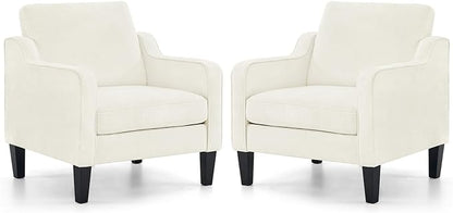VINGLI Mid Century Modern Accent Chairs Set of 2, Comfy Armchair Chenille Sofa Upholstered Side Reading Chair for Living Room, Bedroom, Play Room, Apartment, Office