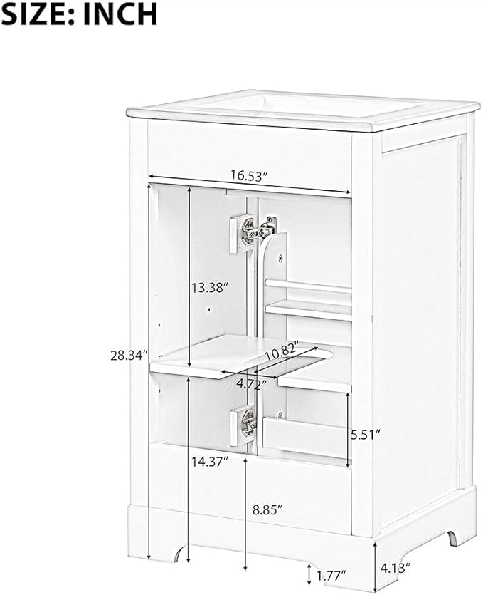 20" Bathroom Vanity with Sink, Wooden Bathroom Storage Cabinet with Soft Closing Door and Adjustable Shelve,Narrow Small Bathroom Cabinet for Small Space (20"× 18"×34"),Gray