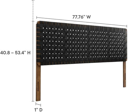 Pemberly Row Weave Vegan Leather King Headboard in Walnut Black