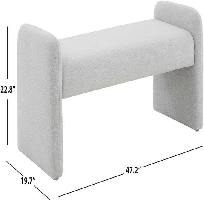 SAFAVIEH Couture Collection Patsy Upholstered Grey Felt Chiclet Rectangular Bench for Entryway, Living Room, Bedroom, Extra Seating