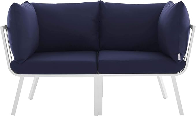 Modway Riverside Outdoor Furniture, 2-Piece Set, White Navy