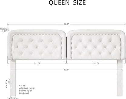 Tufted Upholstered Headboard Queen Size, Button Adjustable Height Queen Head Board Only, Sturdy and Durable Solid Wood with Nailhead Trim Headboards, Ideal for Bedroom, Dorm, Guest Room,Beige