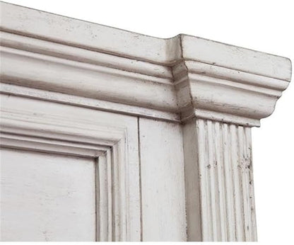 American Woodcrafters Brighten Distressed Antique White Wood King Headboard