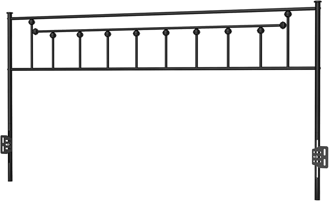 Metal California King Size Headboard - Adjustable Height - Victorian Farmhouse Style, Easy Assembly, Attach Frame, Steel Cal King Headboard Only for Bedroom, Black