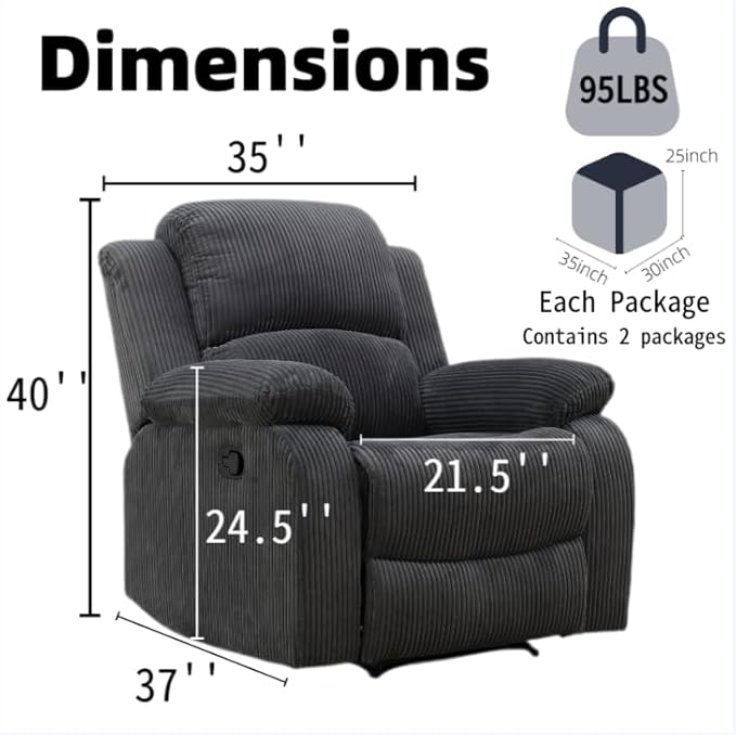 Electric Lift Recliner Sofa, Warm Plush Corduroy Fabric - Comfy Reading Chair for Living Room & Study, Ergonomic Electric Reclining Chair with Soft Upholstery