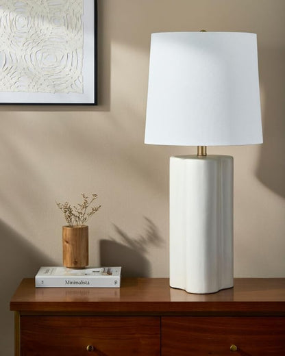 Livabliss Table Lamps, 27" Ocana Modern Bedside Nightstand Table Lamp for Bedroom Living Room Office, White Body with White Shade (27" H x 13" W x 13" D)