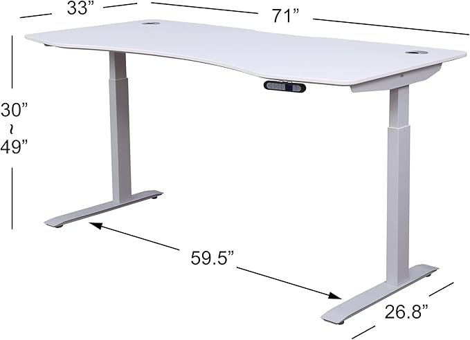 ApexDesk Elite Pro Series 71" x 33" Electric Height Adjustable Stand up Desk, Sit Stand Home Office Desk, Computer Desk - Curved Moon White