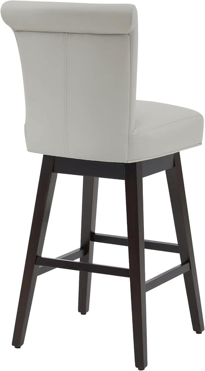 CHITA 30 Inch Counter Height Swivel Bar Stools Set of 2, FSC Certified Modern Upholstered Faux Leather Swivel Barstool Chairs with Back, Creamy Grey
