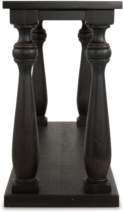 Signature Design by Ashley Mallacar Rustic Cottage Rectangular Sofa Table with Floor Shelf, Black