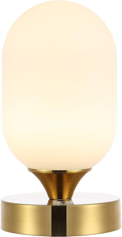 JONATHAN Y JYL7111C Eli 8" Modern Minimalist Iron Rechargeable Integrated LED Table Lamp Contemporary Bedside Desk Nightstand Lamp for Bedroom Living Room Office, Brass Gold/White
