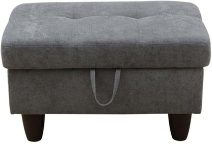 Ottoman Storage Ottoman Bench Flannel Footrest Footstool with Hinged Lid for Living Room, Bedroom, Entryway, Dark Grey, 28.5"X19"X17.5"