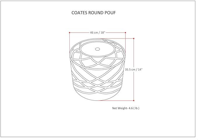 SIMPLIHOME Coates Contemporary Round Macrame Pouf in Cloud Grey Cotton for the Living Room, Bedroom and Kids Room