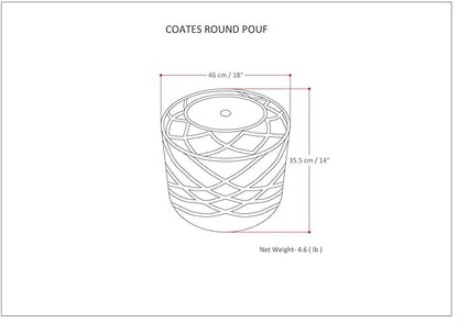 SIMPLIHOME Coates Contemporary Round Macrame Pouf in Cloud Grey Cotton for the Living Room, Bedroom and Kids Room