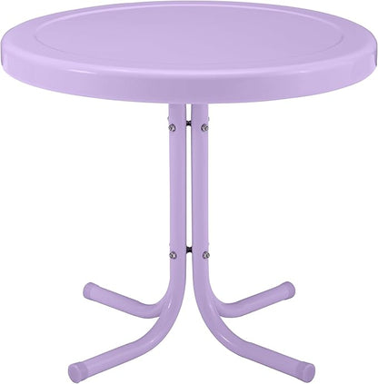 Crosley Furniture Griffith Weather Resistant Retro Metal Outdoor Side Table for Patio, Deck, Porch, Lavender Gloss